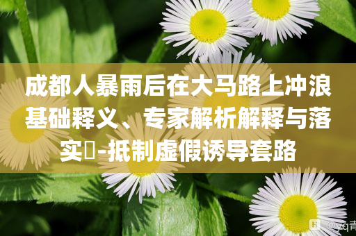 成都人暴雨后在大馬路上沖浪基礎(chǔ)釋義、專家解析解釋與落實(shí)?-抵制虛假誘導(dǎo)套路
