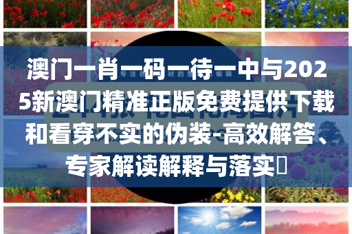 澳門一肖一碼一待一中與2025新澳門精準(zhǔn)正版免費(fèi)提供下載和看穿不實(shí)的偽裝-高效解答、專家解讀解釋與落實(shí)?