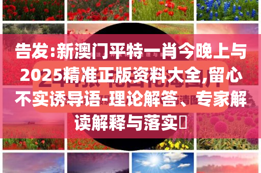 告發(fā):新澳門平特一肖今晚上與2025精準(zhǔn)正版資料大全,留心不實(shí)誘導(dǎo)語(yǔ)-理論解答、專家解讀解釋與落實(shí)?
