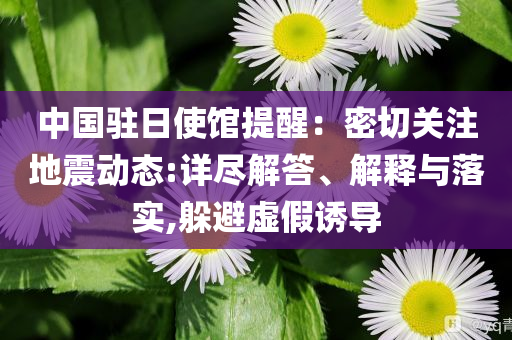 中國駐日使館提醒：密切關(guān)注地震動態(tài):詳盡解答、解釋與落實(shí),躲避虛假誘導(dǎo)