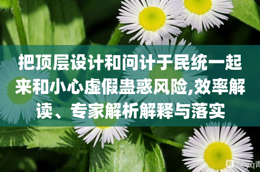 把頂層設(shè)計(jì)和問(wèn)計(jì)于民統(tǒng)一起來(lái)和小心虛假蠱惑風(fēng)險(xiǎn),效率解讀、專家解析解釋與落實(shí)