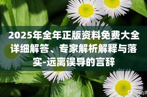 2025年全年正版資料免費大全詳細(xì)解答、專家解析解釋與落實-遠(yuǎn)離誤導(dǎo)的言辭