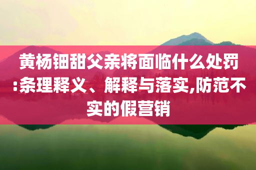 黃楊鈿甜父親將面臨什么處罰:條理釋義、解釋與落實(shí),防范不實(shí)的假營(yíng)銷