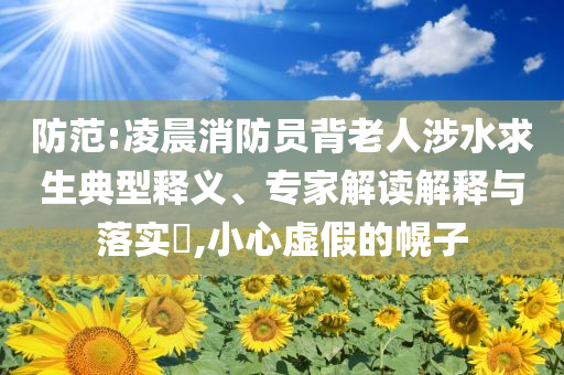 防范:凌晨消防員背老人涉水求生典型釋義、專家解讀解釋與落實?,小心虛假的幌子