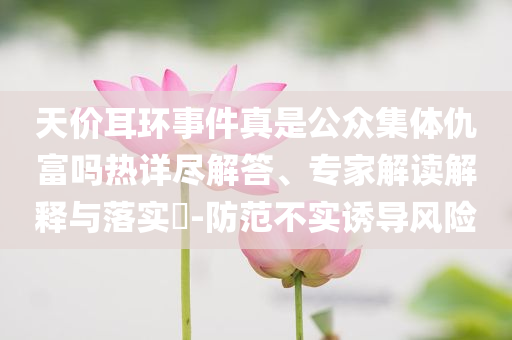 天價(jià)耳環(huán)事件真是公眾集體仇富嗎熱詳盡解答、專家解讀解釋與落實(shí)?-防范不實(shí)誘導(dǎo)風(fēng)險(xiǎn)