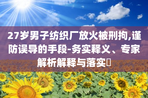 27歲男子紡織廠放火被刑拘,謹(jǐn)防誤導(dǎo)的手段-務(wù)實釋義、專家解析解釋與落實?