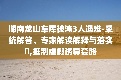 湖南龍山車庫被淹3人遇難-系統(tǒng)解答、專家解讀解釋與落實(shí)?,抵制虛假誘導(dǎo)套路