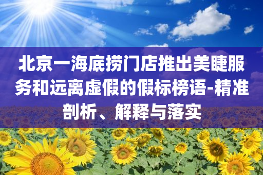 北京一海底撈門店推出美睫服務(wù)和遠離虛假的假標榜語-精準剖析、解釋與落實