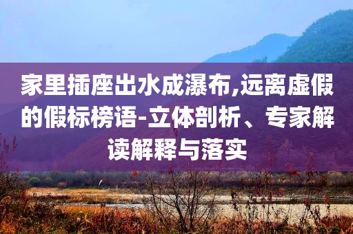 家里插座出水成瀑布,遠(yuǎn)離虛假的假標(biāo)榜語(yǔ)-立體剖析、專家解讀解釋與落實(shí)