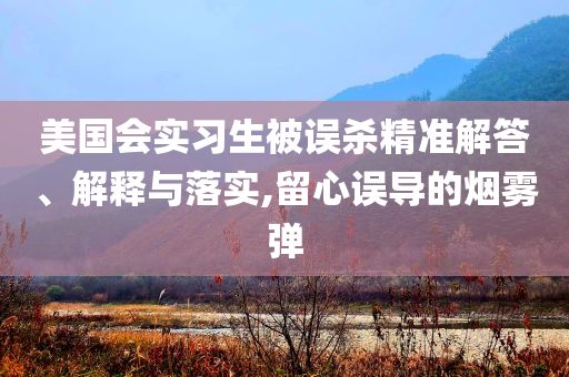 美國(guó)會(huì)實(shí)習(xí)生被誤殺精準(zhǔn)解答、解釋與落實(shí),留心誤導(dǎo)的煙霧彈