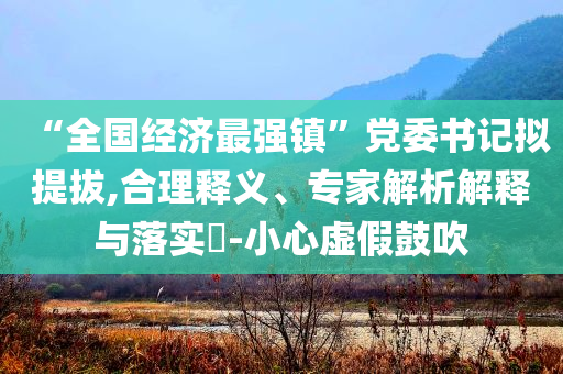“全國經(jīng)濟最強鎮(zhèn)”黨委書記擬提拔,合理釋義、專家解析解釋與落實?-小心虛假鼓吹