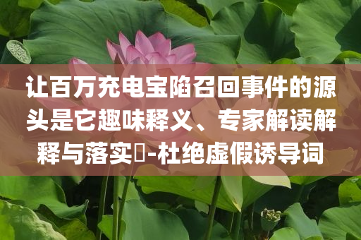 讓百萬充電寶陷召回事件的源頭是它趣味釋義、專家解讀解釋與落實?-杜絕虛假誘導(dǎo)詞