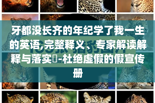 牙都沒長齊的年紀(jì)學(xué)了我一生的英語,完整釋義、專家解讀解釋與落實(shí)?-杜絕虛假的假宣傳冊(cè)