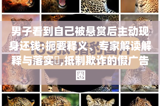 男子看到自己被懸賞后主動現(xiàn)身還錢:扼要釋義、專家解讀解釋與落實?,抵制欺詐的假廣告圈