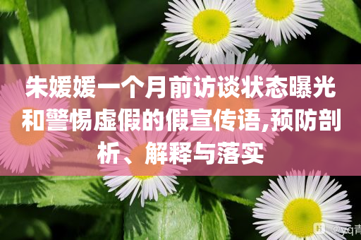 朱媛媛一個(gè)月前訪談狀態(tài)曝光和警惕虛假的假宣傳語(yǔ),預(yù)防剖析、解釋與落實(shí)
