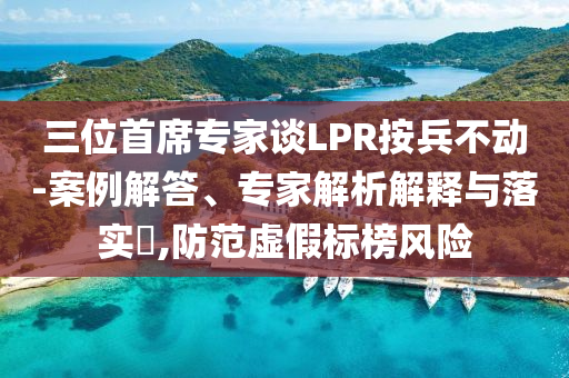 三位首席專家談LPR按兵不動-案例解答、專家解析解釋與落實?,防范虛假標榜風險