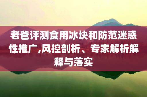 老爸評測食用冰塊和防范迷惑性推廣,風控剖析、專家解析解釋與落實