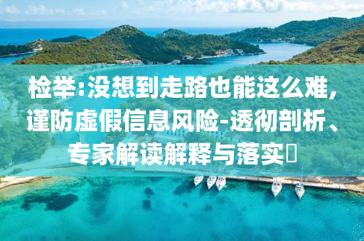 檢舉:沒想到走路也能這么難,謹(jǐn)防虛假信息風(fēng)險(xiǎn)-透徹剖析、專家解讀解釋與落實(shí)?