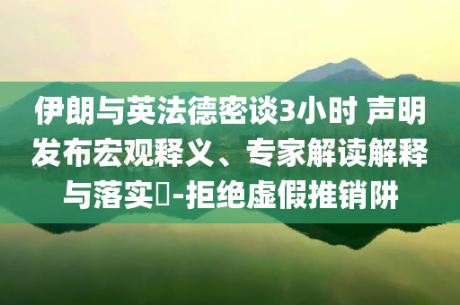 伊朗與英法德密談3小時(shí) 聲明發(fā)布宏觀釋義、專家解讀解釋與落實(shí)?-拒絕虛假推銷阱
