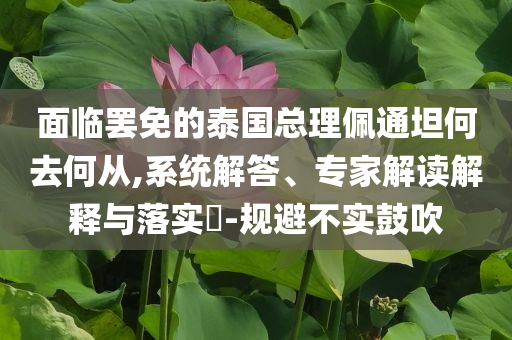面臨罷免的泰國總理佩通坦何去何從,系統(tǒng)解答、專家解讀解釋與落實?-規(guī)避不實鼓吹