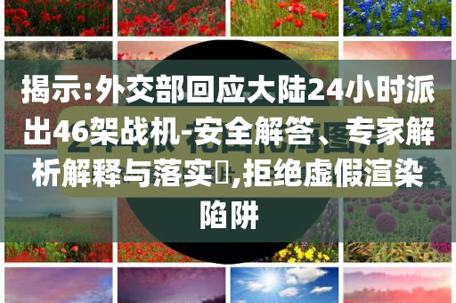 揭示:外交部回應(yīng)大陸24小時(shí)派出46架戰(zhàn)機(jī)-安全解答、專家解析解釋與落實(shí)?,拒絕虛假渲染陷阱