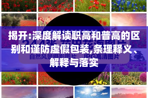 揭開:深度解讀職高和普高的區(qū)別和謹防虛假包裝,條理釋義、解釋與落實