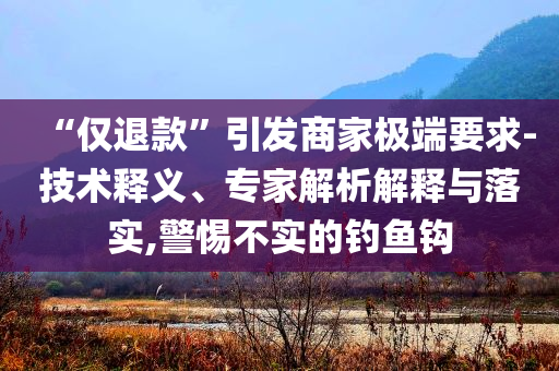 “僅退款”引發(fā)商家極端要求-技術釋義、專家解析解釋與落實,警惕不實的釣魚鉤