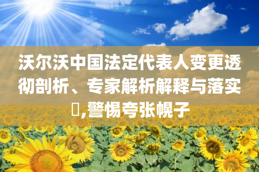 沃爾沃中國法定代表人變更透徹剖析、專家解析解釋與落實?,警惕夸張幌子