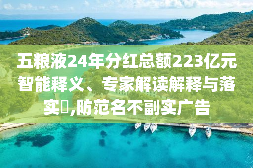 五糧液24年分紅總額223億元智能釋義、專家解讀解釋與落實?,防范名不副實廣告