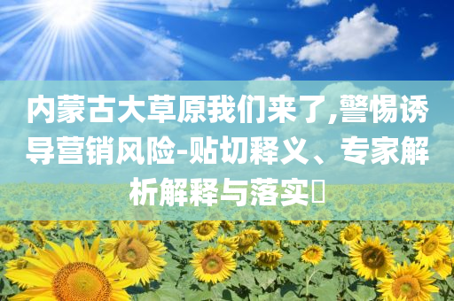 內(nèi)蒙古大草原我們來了,警惕誘導營銷風險-貼切釋義、專家解析解釋與落實?